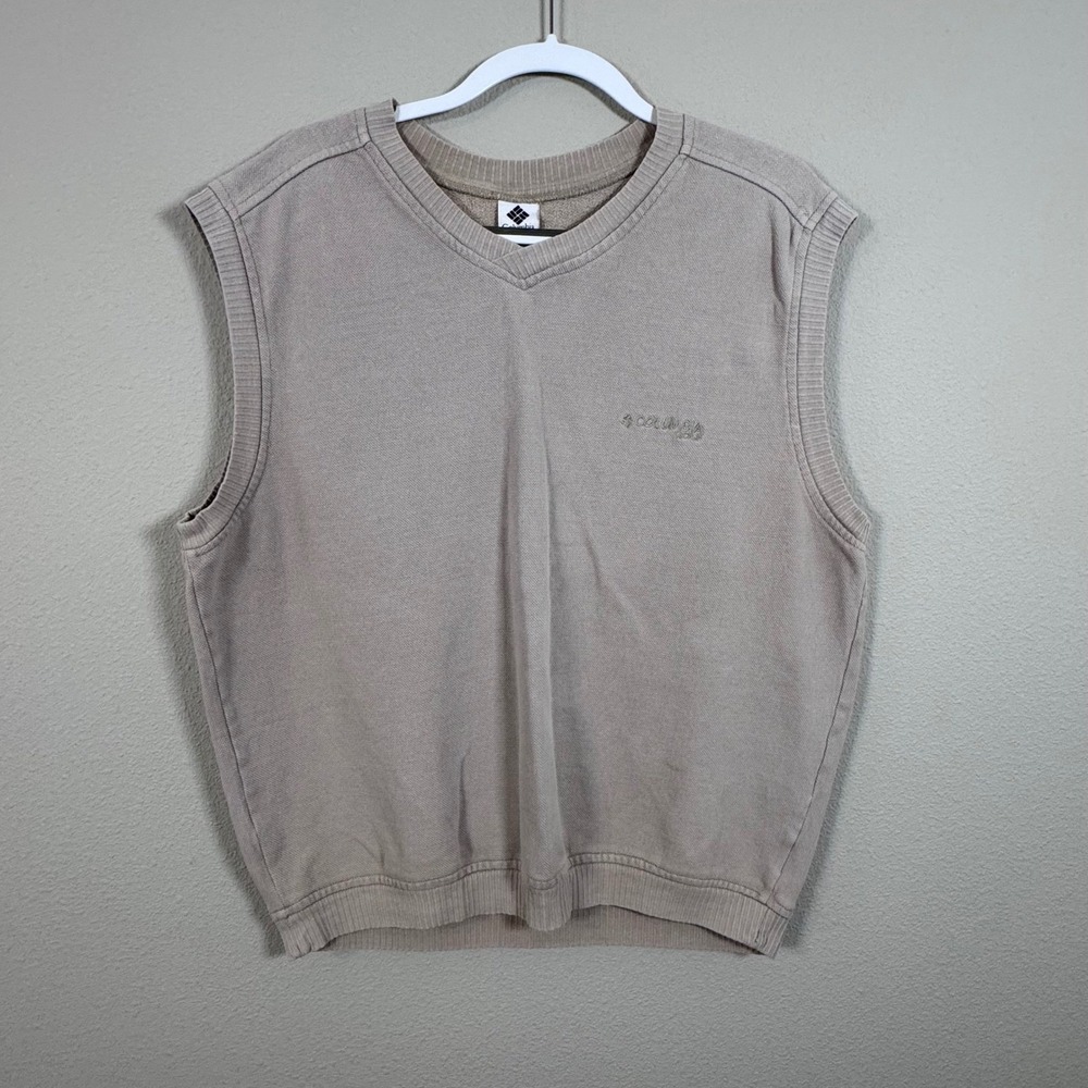 Vintage Columbia Sportswear Men's XL Tan Cotton Golf Sweater Vest Grandpacore